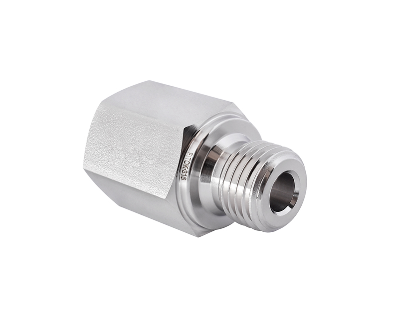 316 SS, FITOK 6 Series Pipe Fitting, Adapter, 1/4 Female NPT × 1/4 Male ISO Parallel Thread(RS)