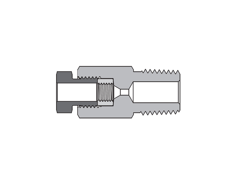 316 SS, FITOK AMH Series Adapter Fitting, Female to Male, 3/4" Female 20M Series Medium Pressure Coned and Threaded Connection × 1/2 Male NPT