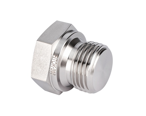 [SS-PP-RS16] 316 SS Pipe Fitting, 1" Male ISO Parallel Thread Plug, Hex Head Type