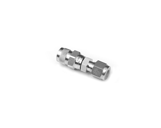 [RPSS-L-FL4] Purge Valve, Body: 316SS, MWP: 4,000psig, Poppet: 316SS Ball, Spring: 302SS/A313, Conn.: 1/4in. Tube OD, 2-Ferrule, Straight Type
